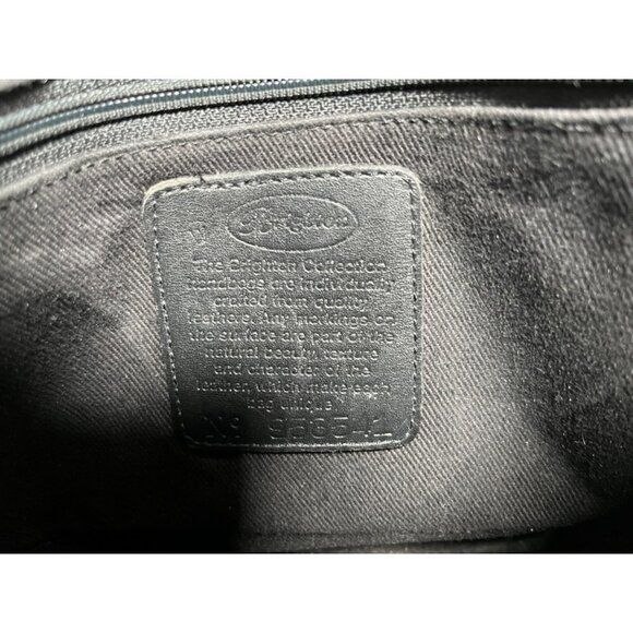 BRIGHTON Pebbled Black Leather Bucket Bag Purse Embossed Brown Croc Leather - Picture 16 of 16